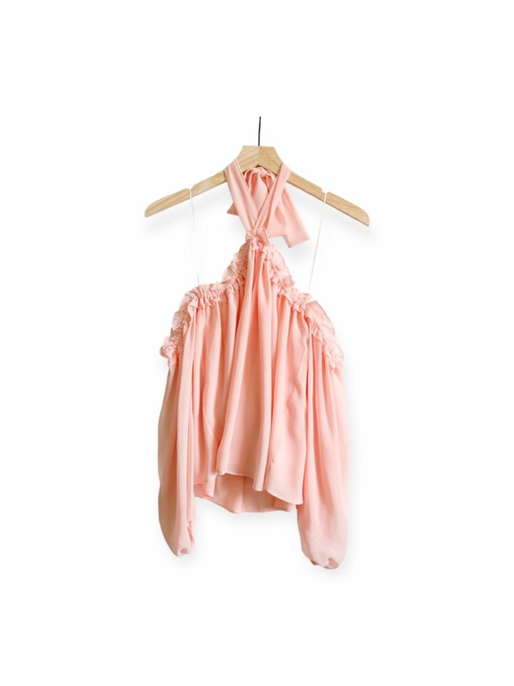 New with Tag MISA Pink Chiffon Lively Off the Shoulder Blouse, Size S - Picture 2 of 15